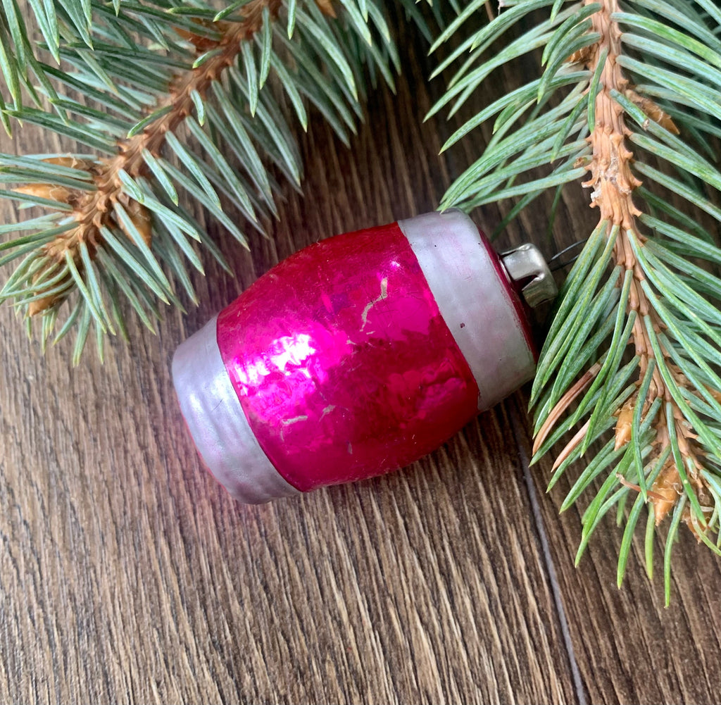 Barrel roll Christmas glass ornament, vintage, Retro,1970s christmas, decoration, Antique ChristmasboxStore