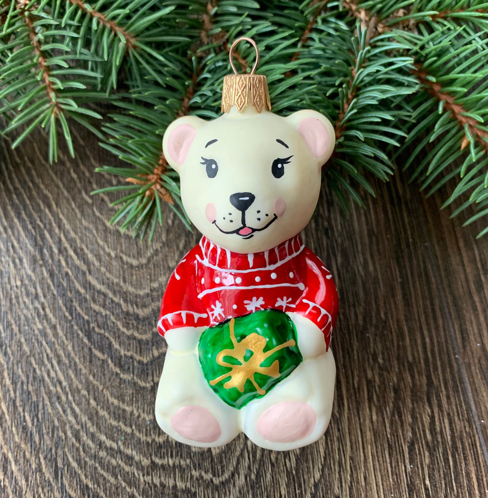 Bear Christmas glass ornaments, Blown Luxury Christmas glass ornaments ChristmasboxStore