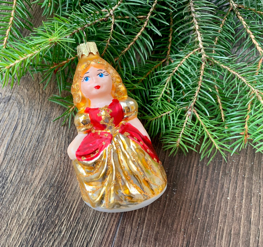 Cinderella Christmas glass ornament, Handmade tree decoration ChristmasboxStore