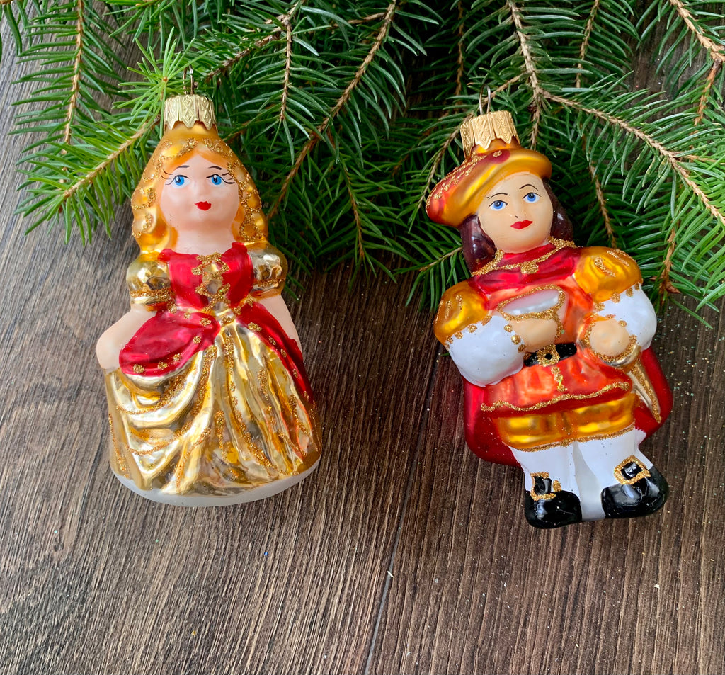 Cinderella and Prince Christmas glass handmade ornaments, luxury tree decorations ChristmasboxStore