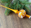 Gold Christmas glass tree topper with white hand painted patton ChristmasboxStore