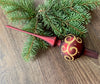 Red Christmas glass tree topper with gold patton, vintage XMAS finial ChristmasboxStore