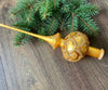 Gold glitted Christmas glass tree toppers, big Xmas finial tree top ChristmasboxStore