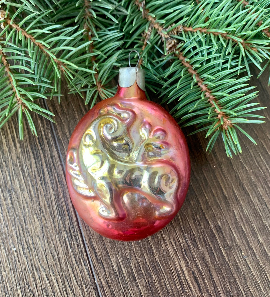 Antique glass Christmas ornament 1960s, vintage Christmas tree glass ornament ChristmasboxStore