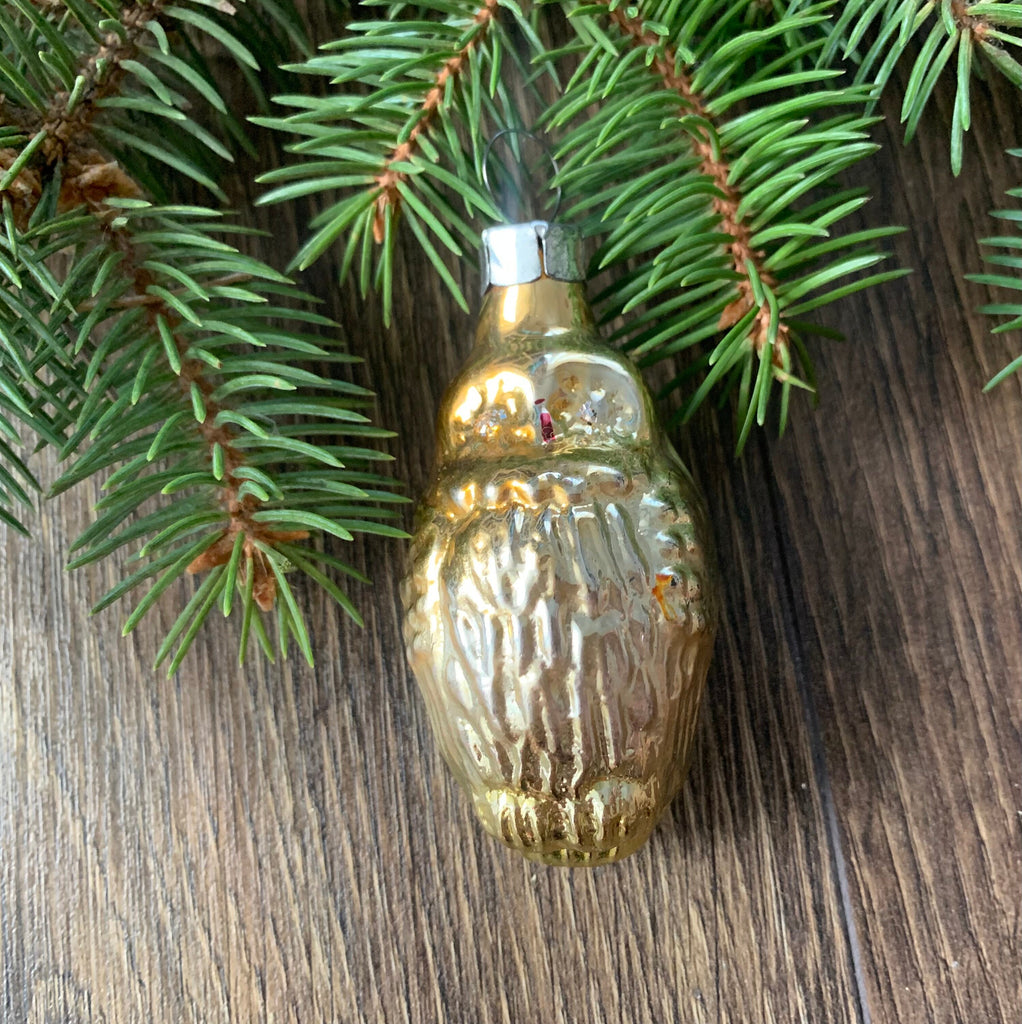 Owl Antique glass Christmas ornament, 1970s vintage Christmas tree glass ornament ChristmasboxStore