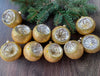 10 gold Handmade indent glass ornaments, Christmas gift, Blown Glass Christmas ChristmasboxStore