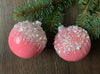 Pink matt  with glitter glass ball Christmas ornament, hand-painted XMAS decoration ChristmasboxStore