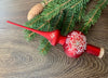 Red Christmas glass tree topper with hand painted snowflake ChristmasboxStore